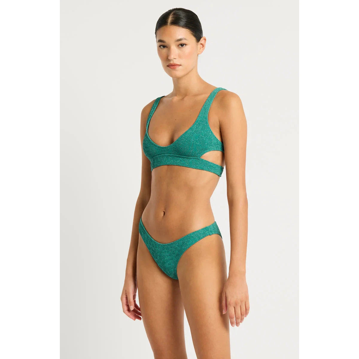 Nino Crop Top Teal Lurex-bond-eye-1000 Palms