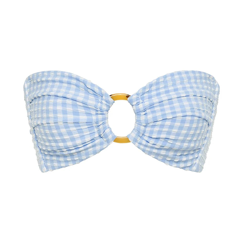 Peri Micro Gingham Tori Ties Bandeau Bikini Top-montce-1000 Palms
