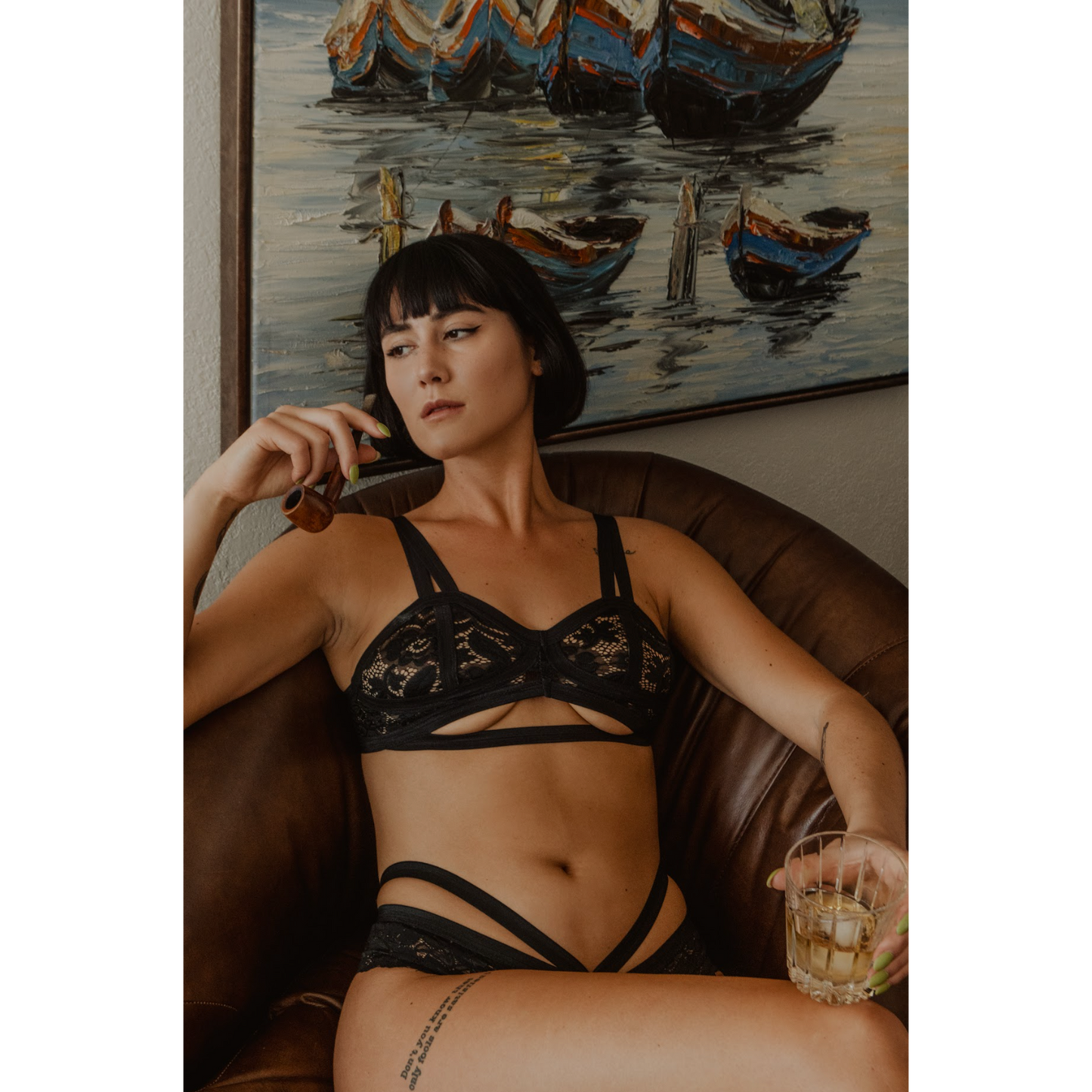 Vintage Soft Cup Bralette-Cantiq-1000 Palms