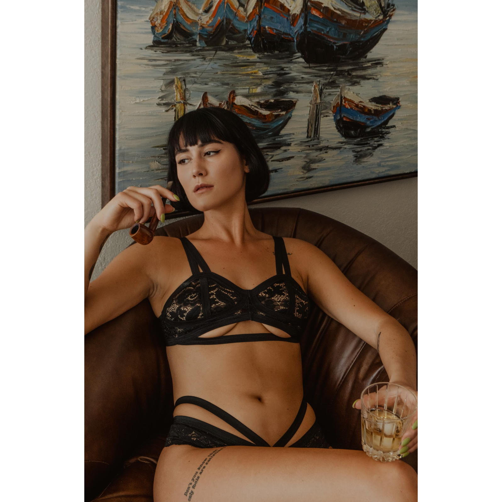 Vintage Soft Cup Bralette-Cantiq-1000 Palms