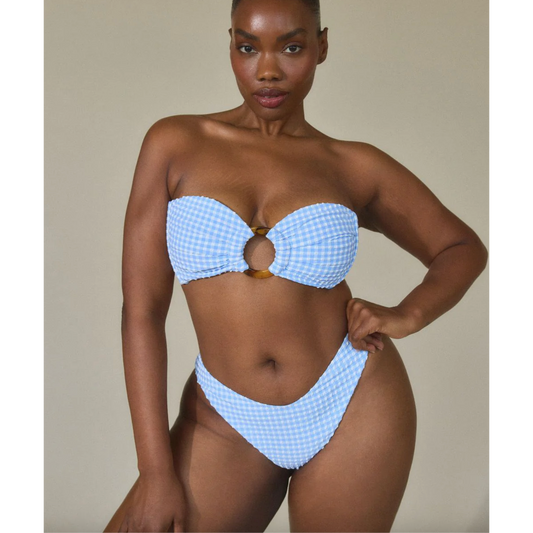 Peri Micro Gingham Tori Ties Bandeau Bikini Top-montce-1000 Palms