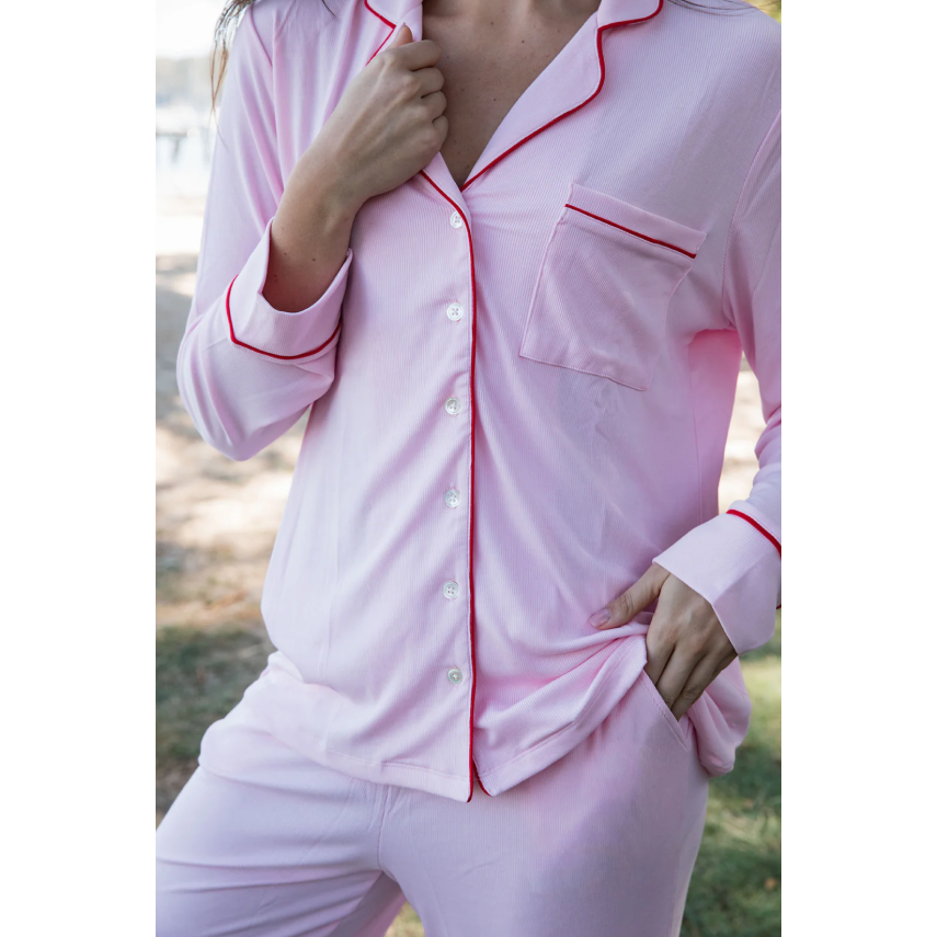 Pink Ladies Collared PJ Set-Bambi & Birdie-1000 Palms