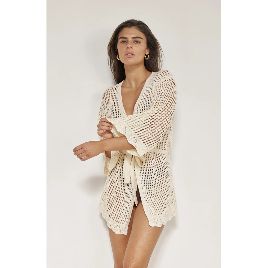 Maribelle Crochet Robe Cover- Up Cream-Beach Life-1000 Palms