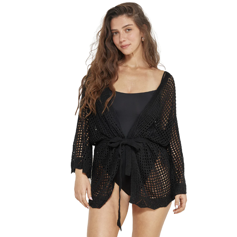 Maribelle Crochet Robe Cover- Up Black-Beach Life-1000 Palms