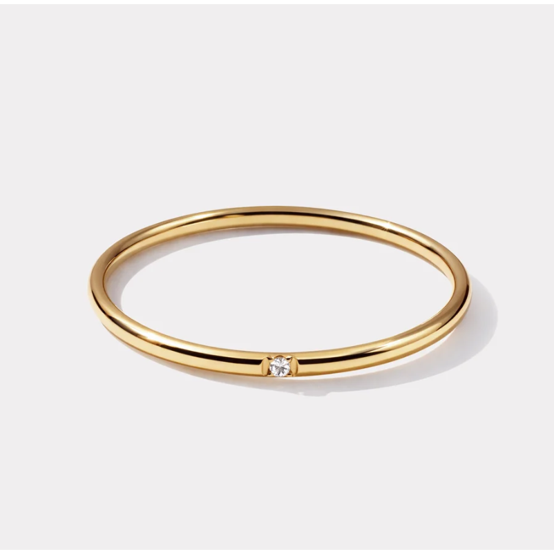 Thin gold ring with cubic zirconia-Bizou-1000 Palms