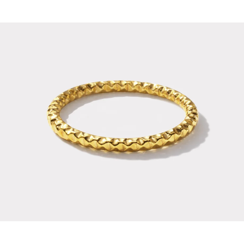 Hammered golden ring in stainless steel-Bizou-1000 Palms