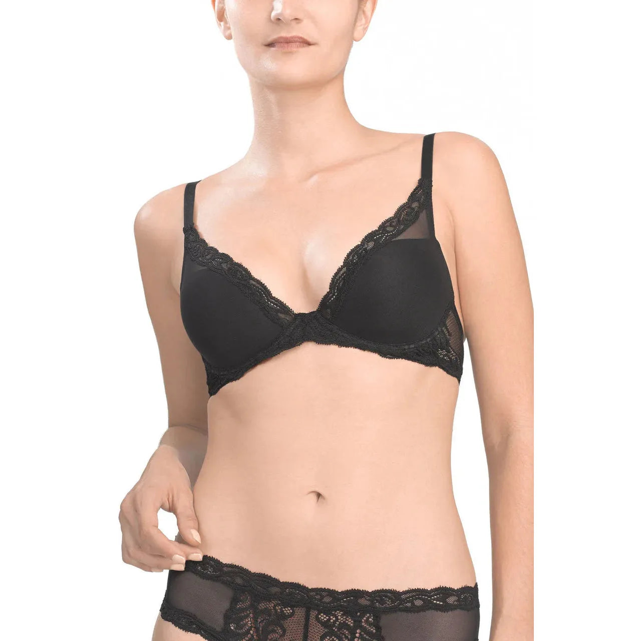 Feathers Plunge T-Shirt Bra-Natori-1000 Palms
