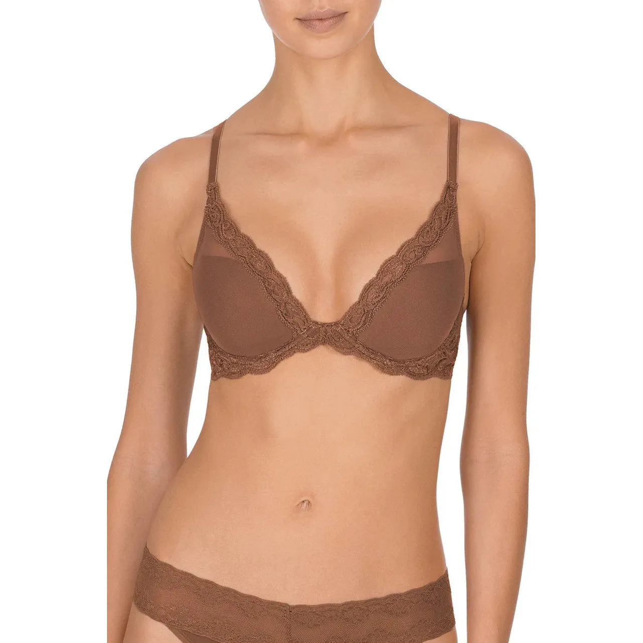 Feathers Plunge T-Shirt Bra-Natori-1000 Palms