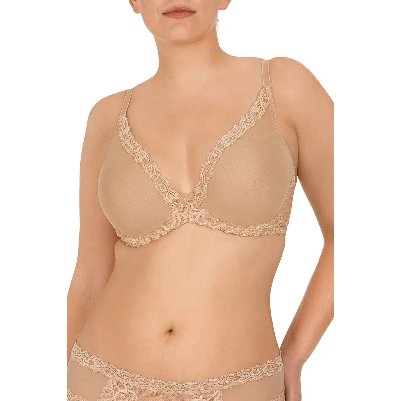 Feathers Plunge T-Shirt Bra-Natori-1000 Palms