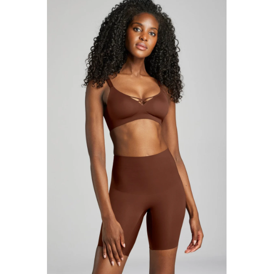 No Show V-Neck Bra-Siella-1000 Palms