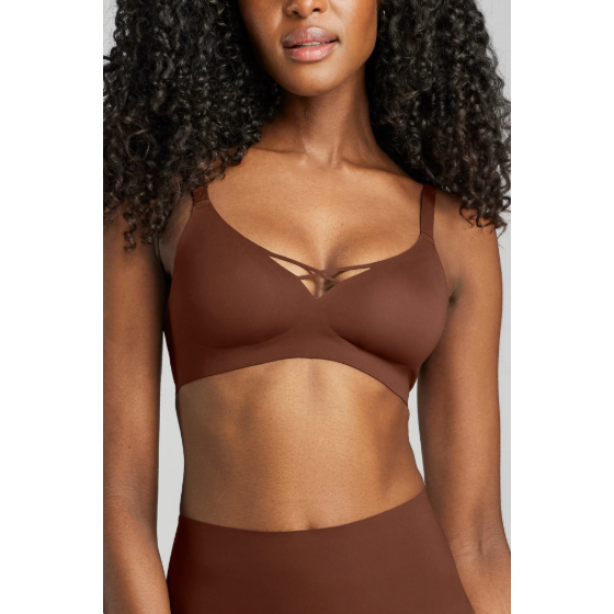 No Show V-Neck Bra-Siella-1000 Palms