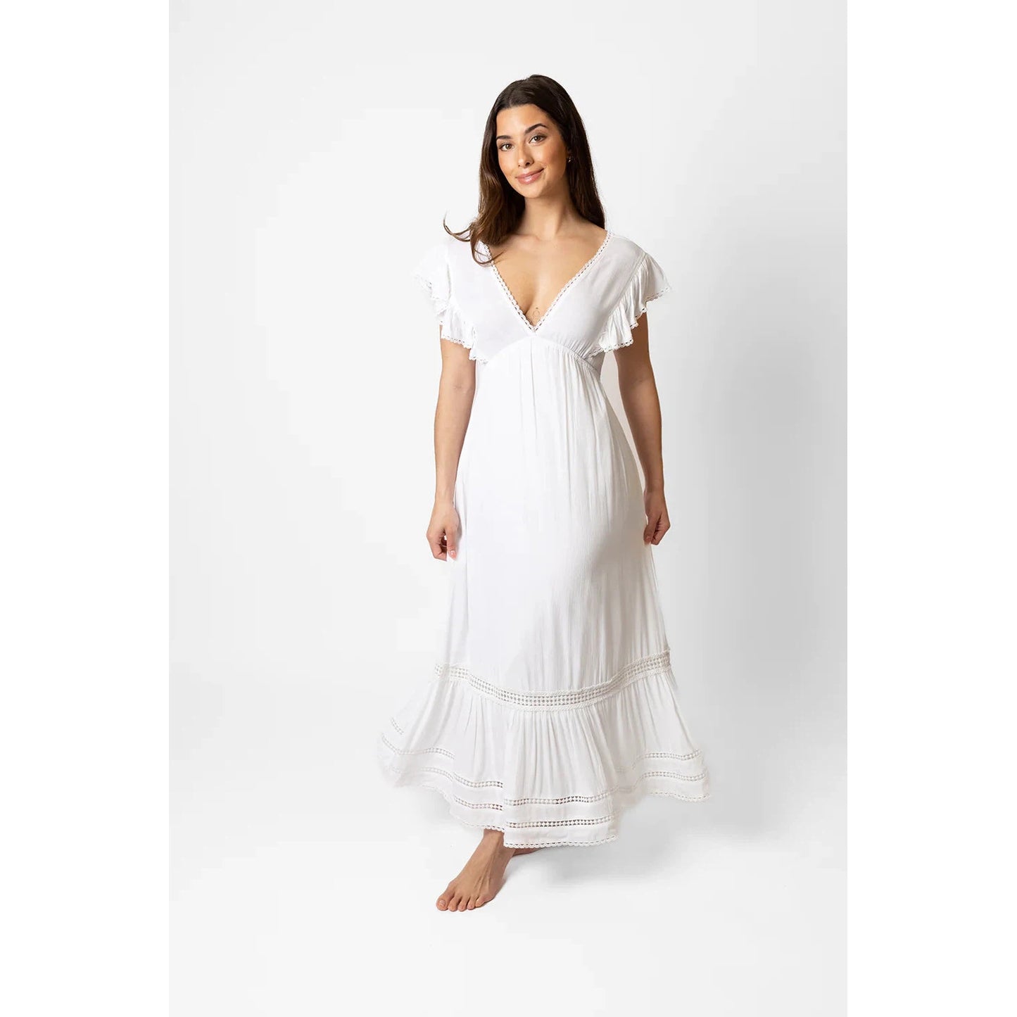 Miami Luxe Ruffle Sleeve Maxi-Koy-1000 Palms