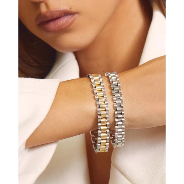 Two-Toned Timepiece Bracelet-Luv AJ-1000 Palms