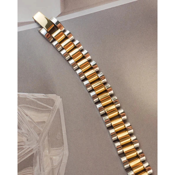Two-Toned Timepiece Bracelet-Luv AJ-1000 Palms