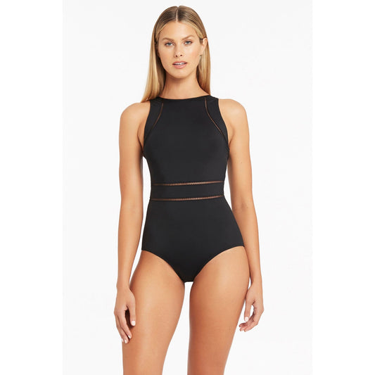 Essential High Neck One Piece-Sealevel-1000 Palms