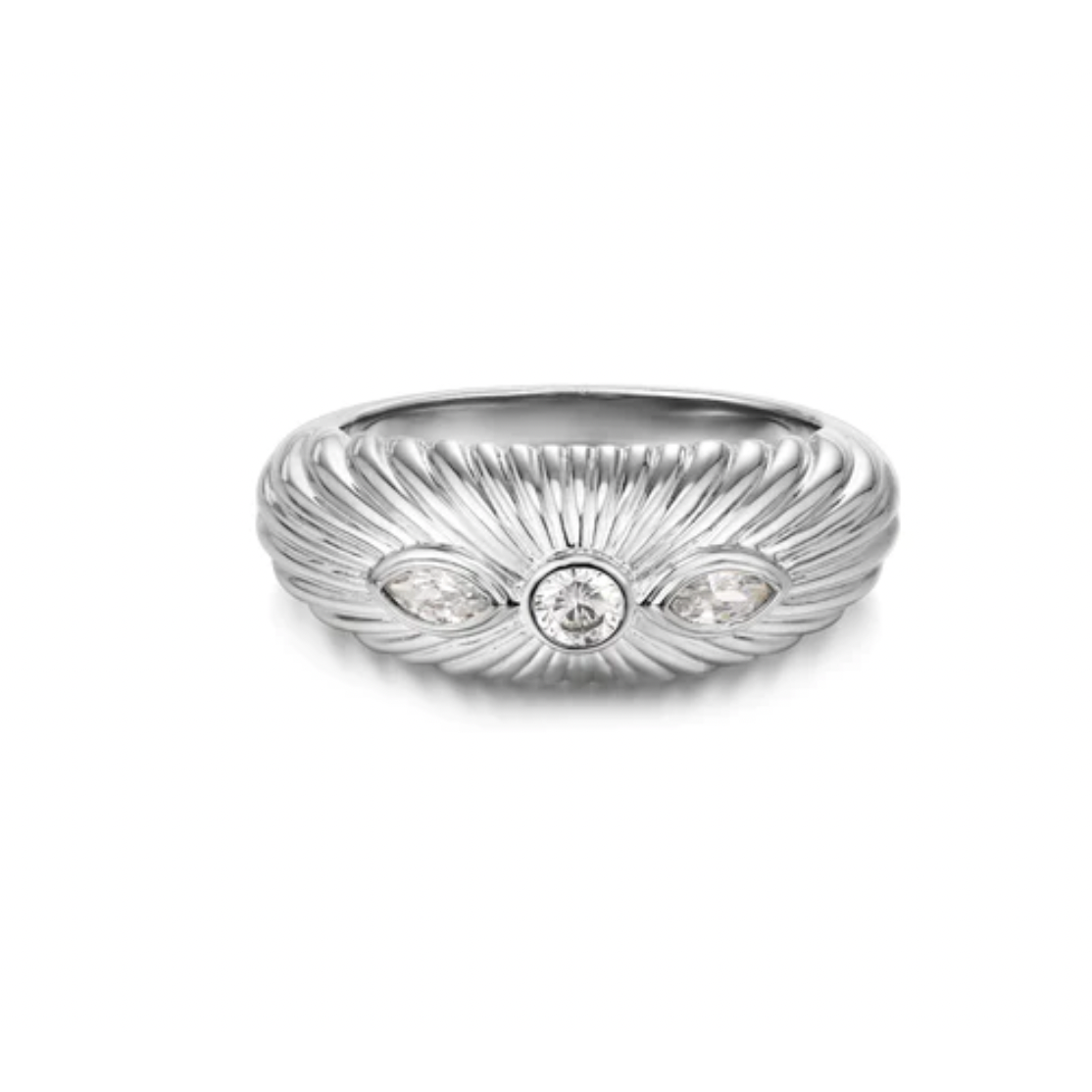 Florette Ridged Signet Ring-Luv AJ-1000 Palms