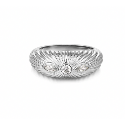 Florette Ridged Signet Ring-Luv AJ-1000 Palms