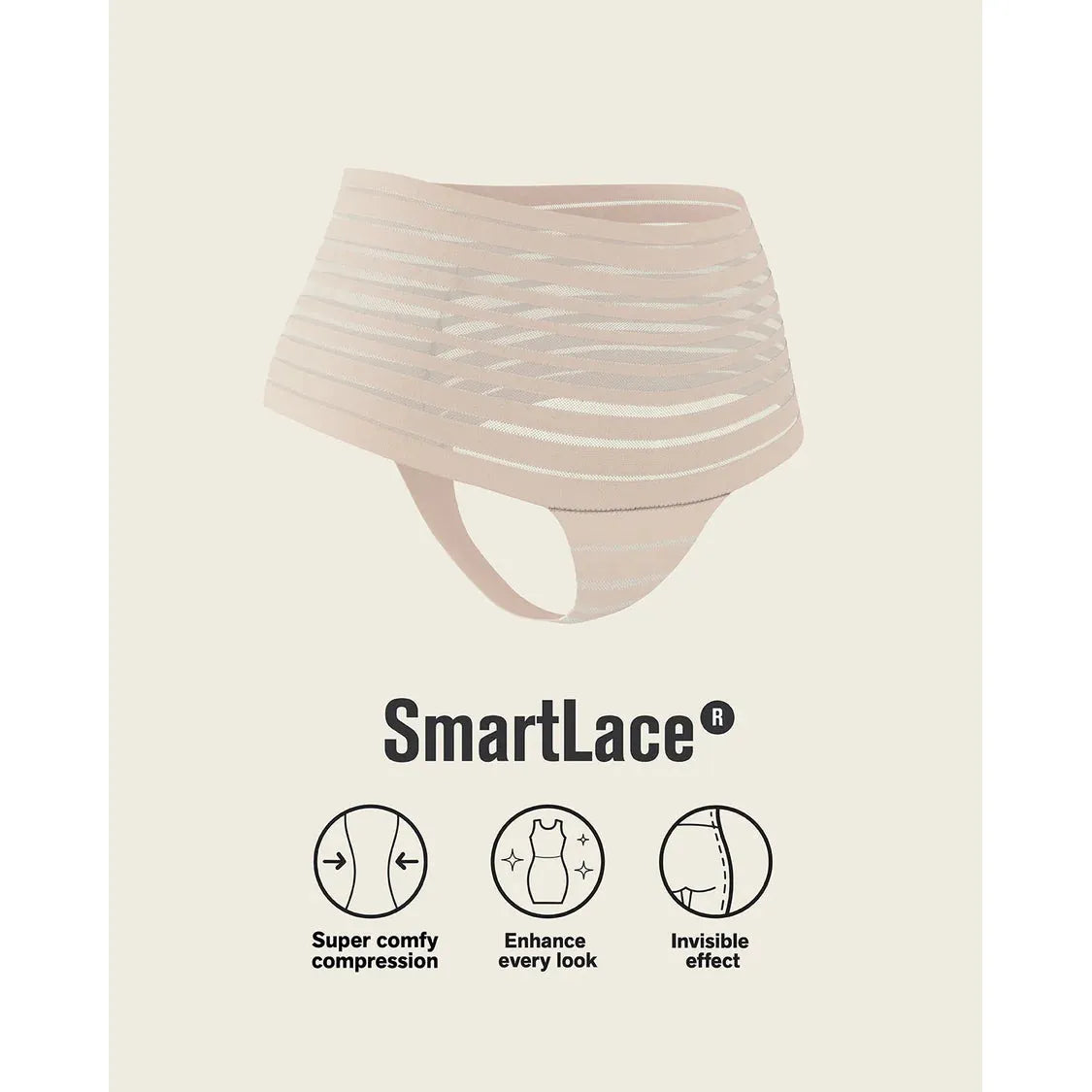 Slimming Lace Stripe High-Waisted Thong Panty-LEONISA-1000 Palms
