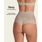 Slimming Lace Stripe High-Waisted Thong Panty-LEONISA-1000 Palms