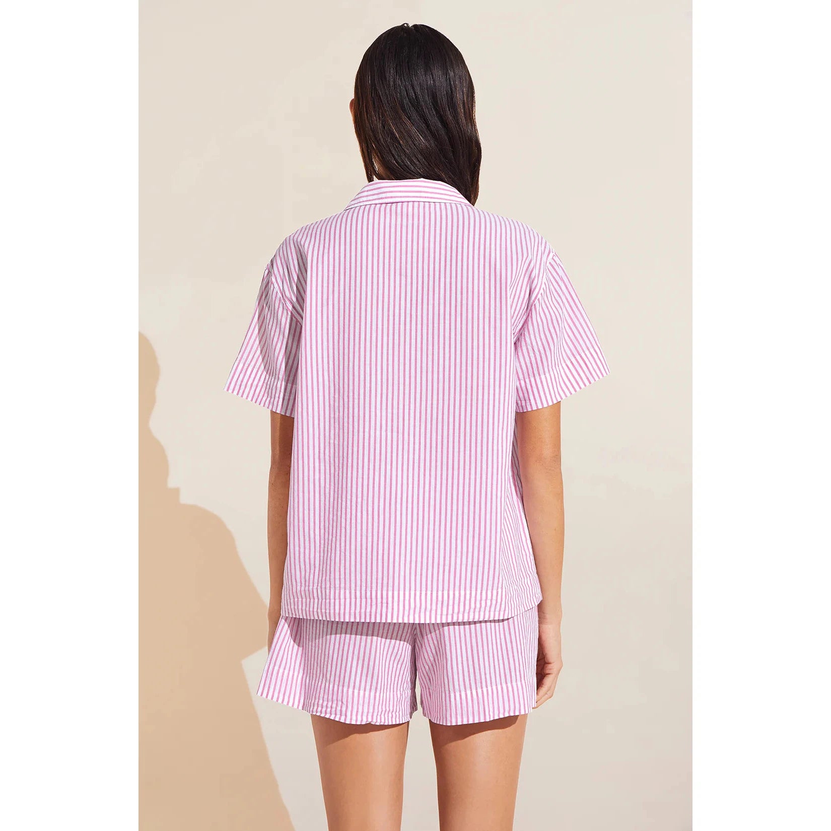 Organic Sandwashed Cotton Nautico Stripe Short PJ Set-eberjey-1000 Palms