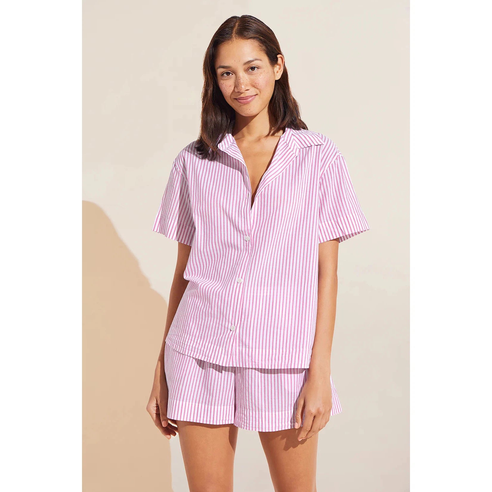 Organic Sandwashed Cotton Nautico Stripe Short PJ Set-eberjey-1000 Palms