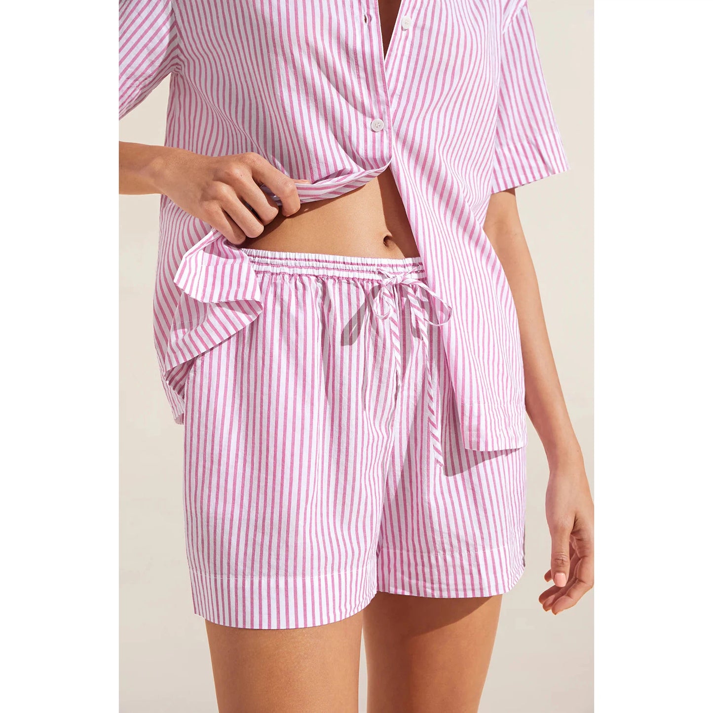 Organic Sandwashed Cotton Nautico Stripe Short PJ Set-eberjey-1000 Palms