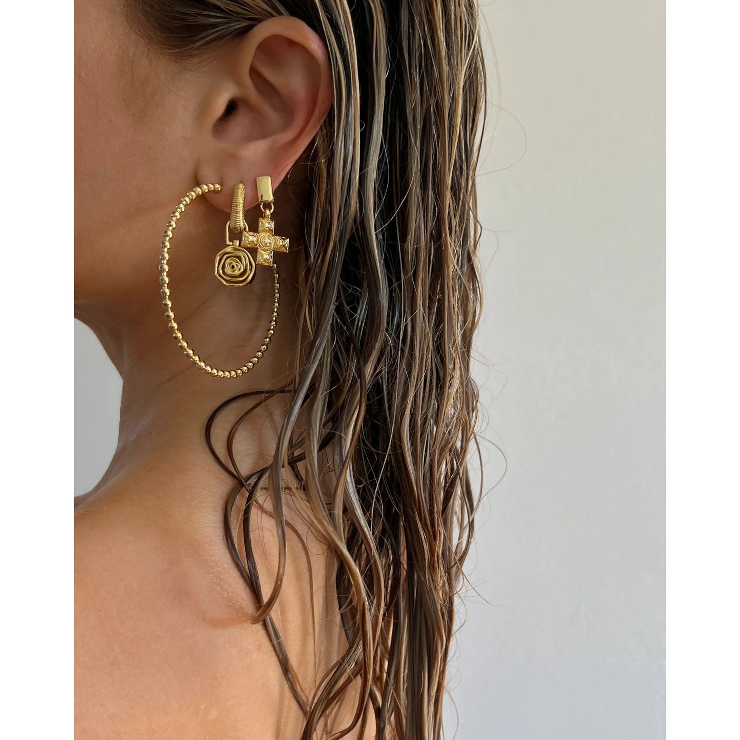 Pave Ball Chain Hoops-Luv AJ-1000 Palms