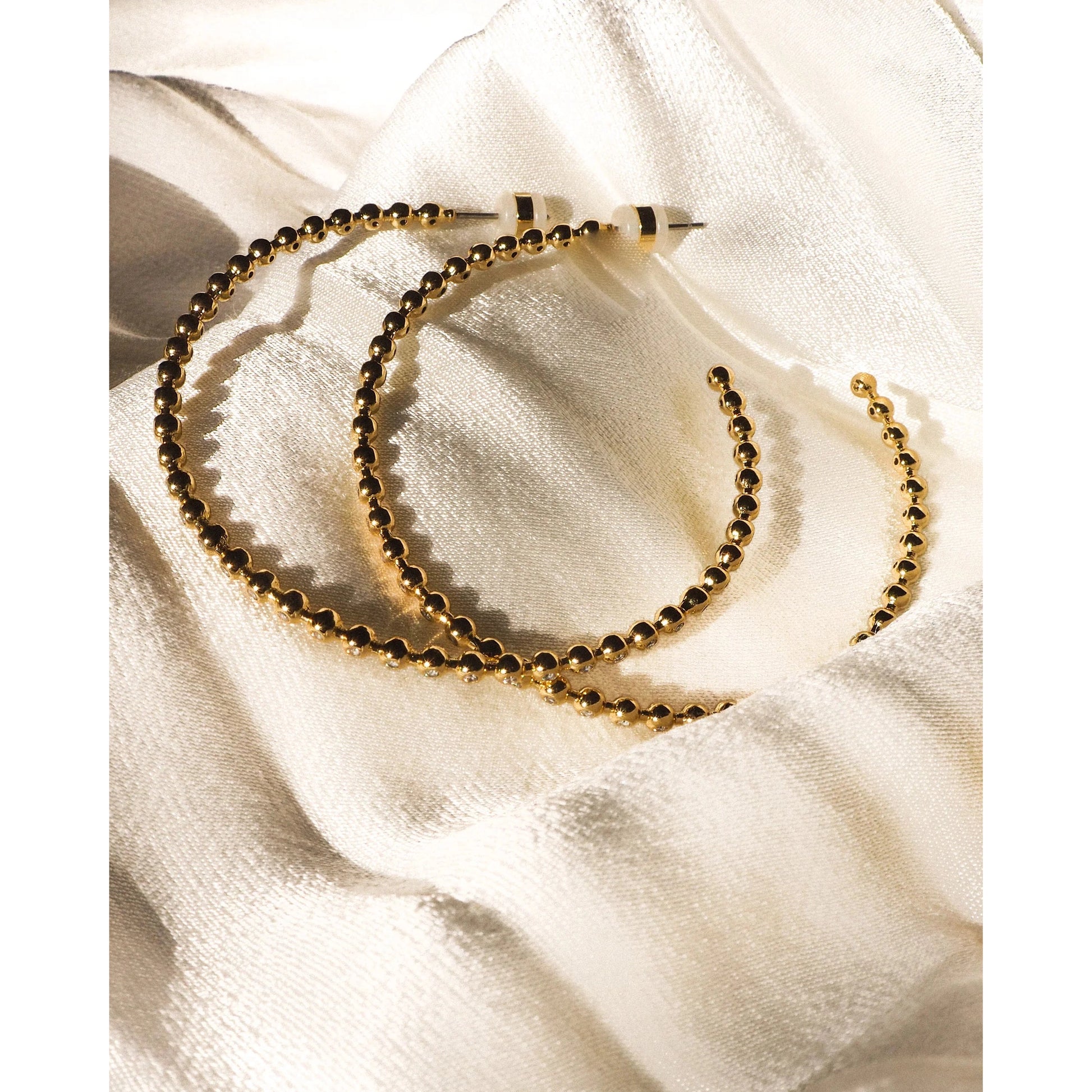 Pave Ball Chain Hoops-Luv AJ-1000 Palms