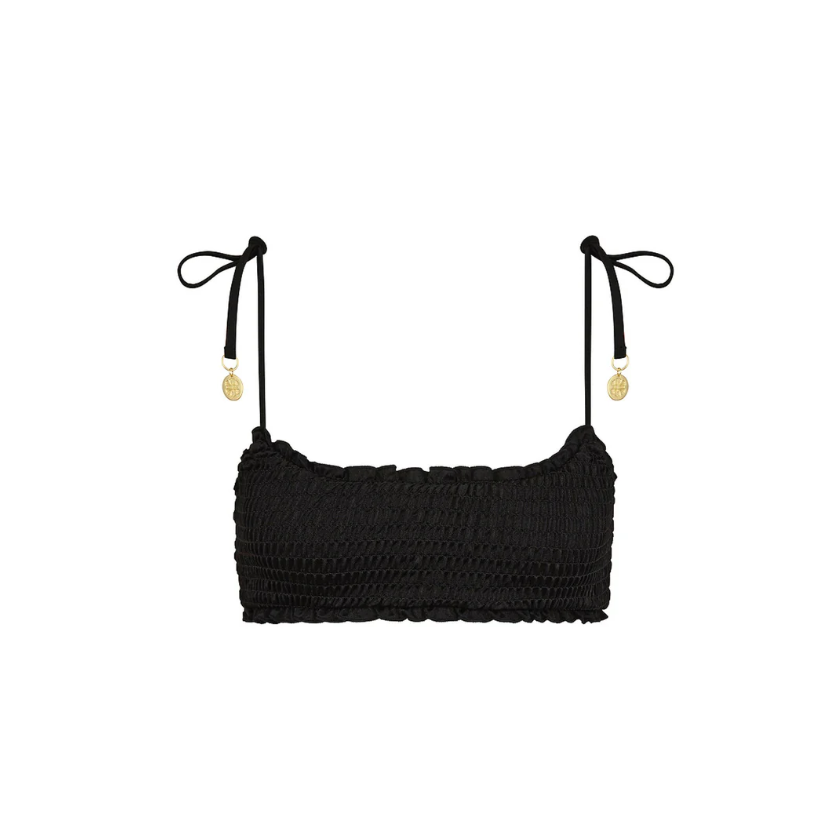 Twilight Black Shirred Crop Tie Bikini-Kulani Kinis-1000 Palms