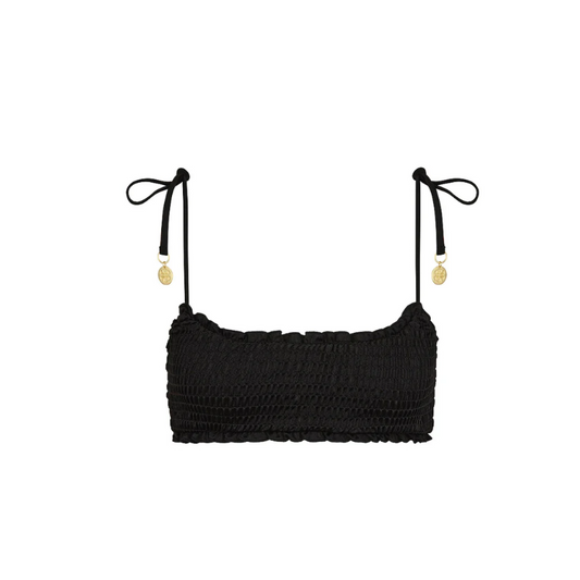 Twilight Black Shirred Crop Tie Bikini-Kulani Kinis-1000 Palms