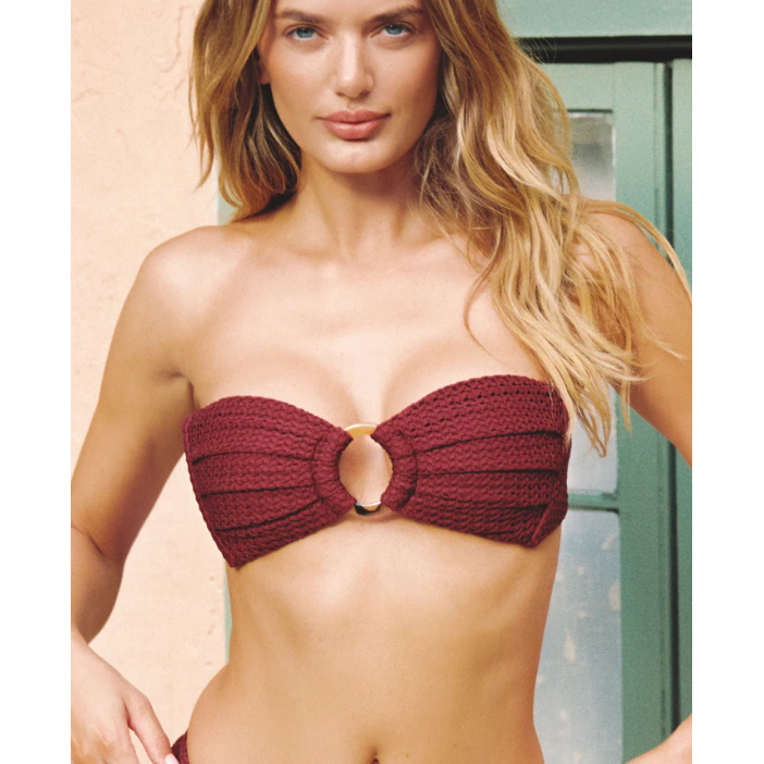Maroon Crochet Tori Ties Bandeau-montce-1000 Palms