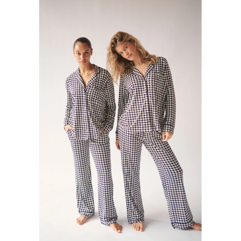 Houndstooth Collard PJ set-Bambi & Birdie-1000 Palms