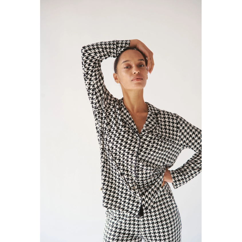 Houndstooth Collard PJ set-Bambi & Birdie-1000 Palms