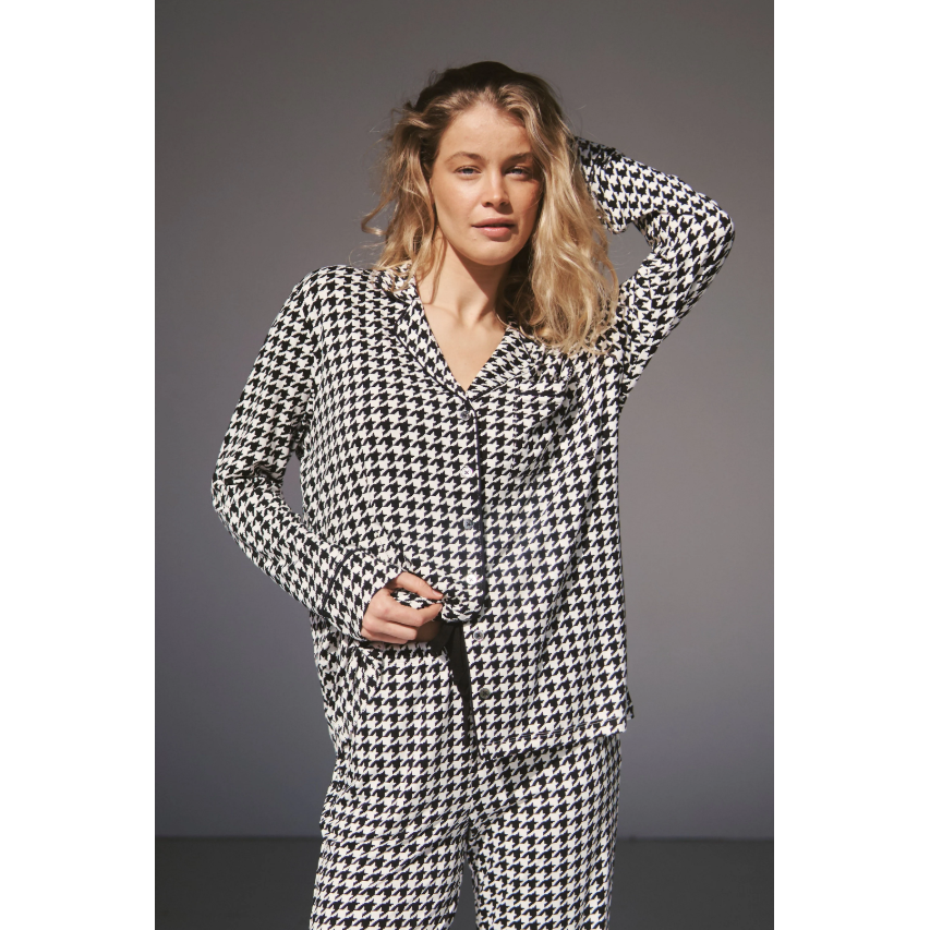 Houndstooth Collard PJ set-Bambi & Birdie-1000 Palms