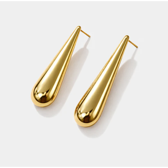 Teardrop Gold Earrings-Bizou-1000 Palms