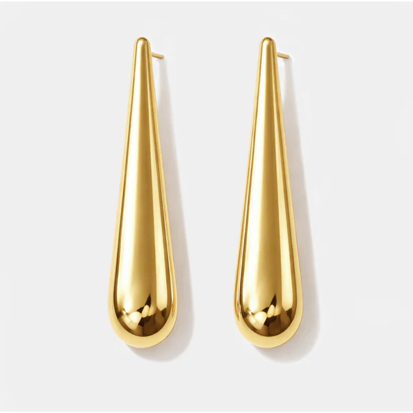 Teardrop Gold Earrings-Bizou-1000 Palms