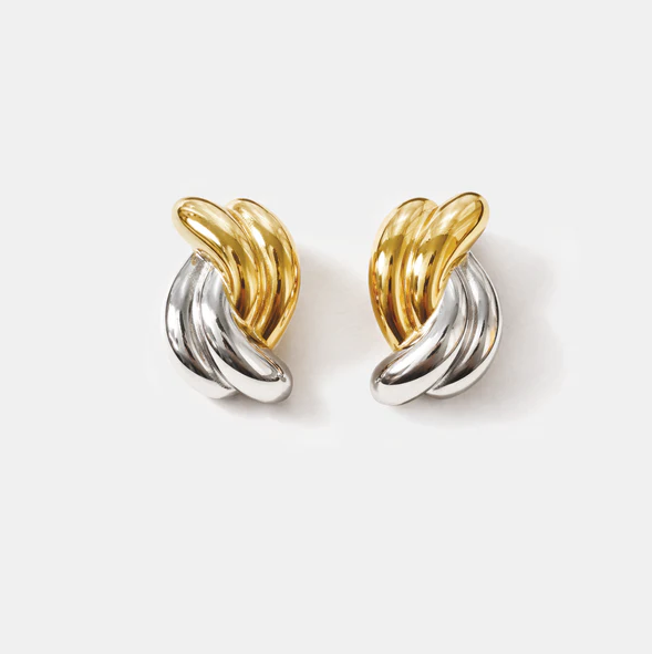 Two tone twisted earrings-Bizou-1000 Palms