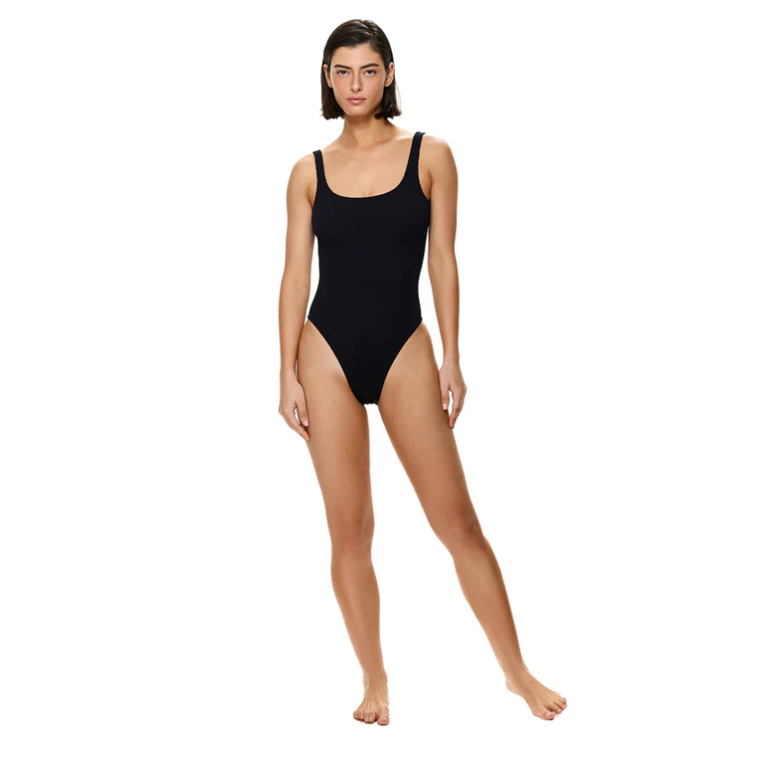 Black Round Neck One Piece