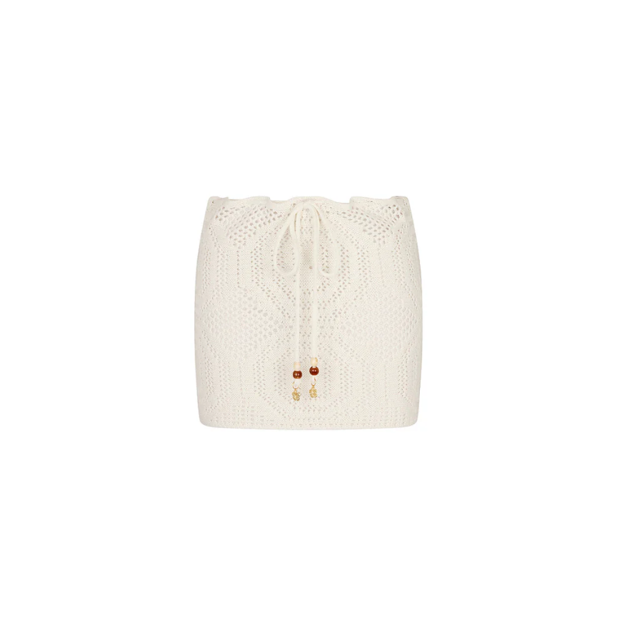 Whipped White Crochet Mini Skirt-Kulani Kinis-1000 Palms