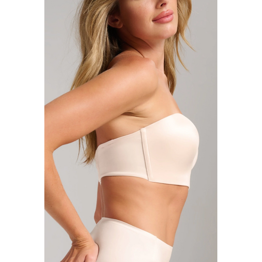 Champagne Smooth Satin Strapless Bustier-Siella-1000 Palms