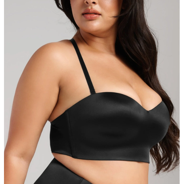 Black Smooth Satin Strapless Bustier-1000 Palms Boutique-1000 Palms