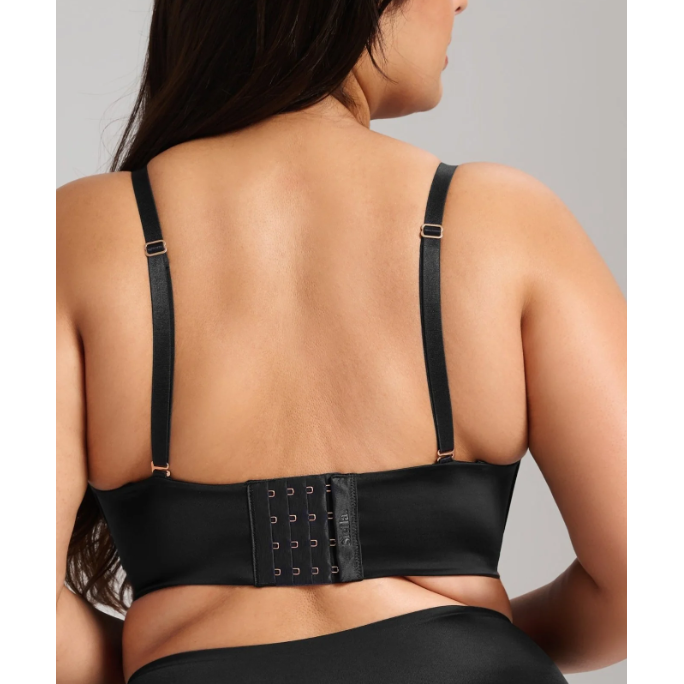 Black Smooth Satin Strapless Bustier-1000 Palms Boutique-1000 Palms