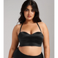 Black Smooth Satin Strapless Bustier-1000 Palms Boutique-1000 Palms