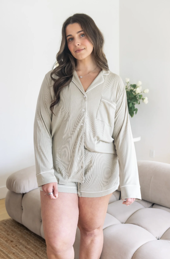 Khaki Collared Short Set