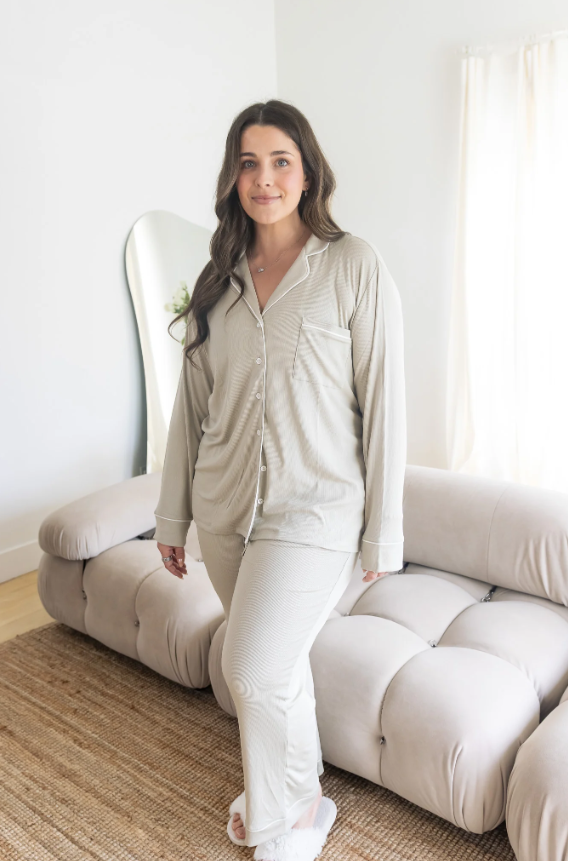 Khaki Ladies Collared Set