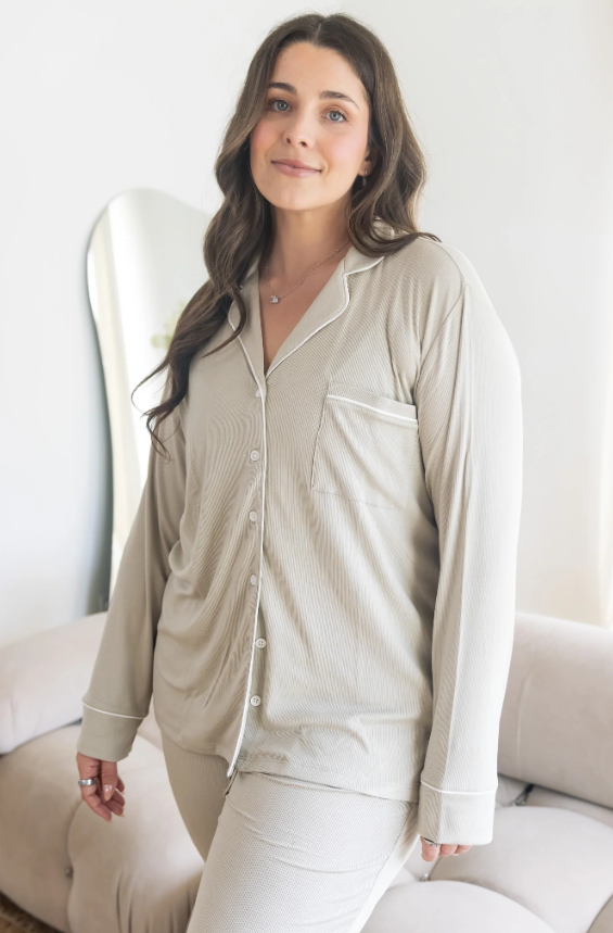Khaki Ladies Collared Set