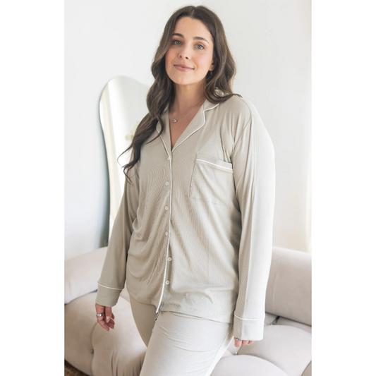 Khaki Ladies Collared Set-Bambi & Birdie-1000 Palms