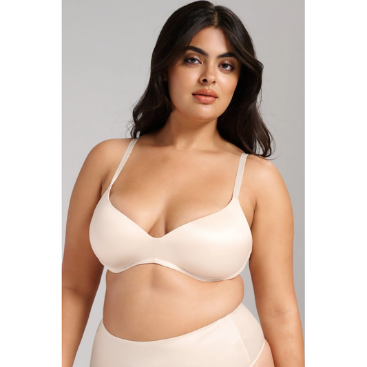 Champagne Smooth Satin Luxe Lift Bra-Siella-1000 Palms