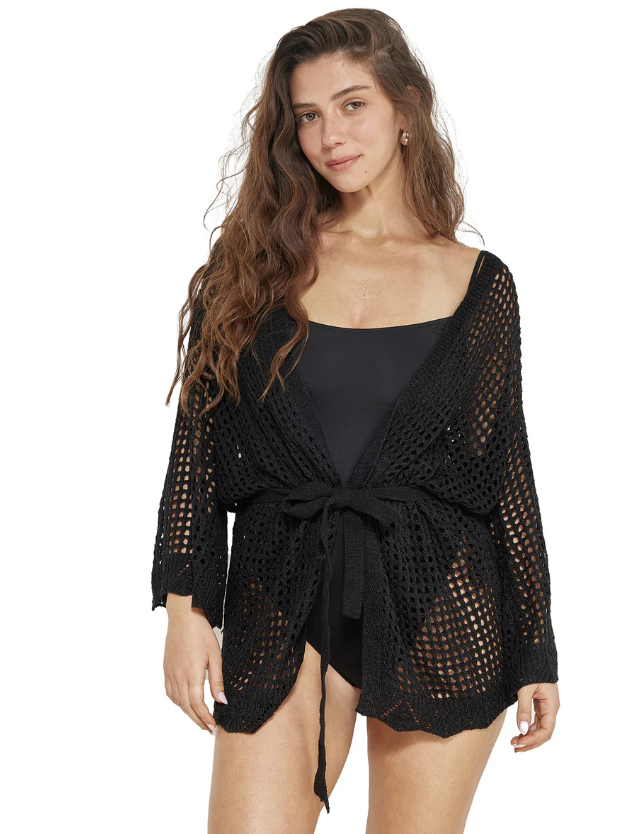 Maribelle Crochet Robe Cover- Up Black