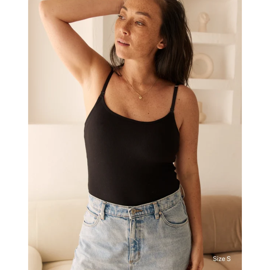 Soft Rib Nursing Tank Black-Embrace-1000 Palms